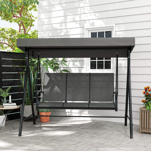 3-seat garden swing, metal frame, adjustable roof