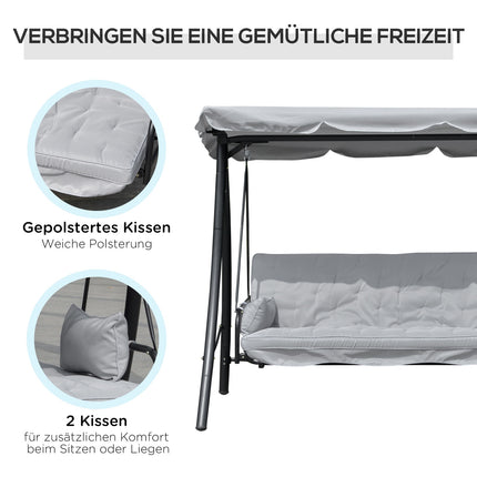 Venkovní 3místná houpací lavice, na ležení, kov a bílý polyester