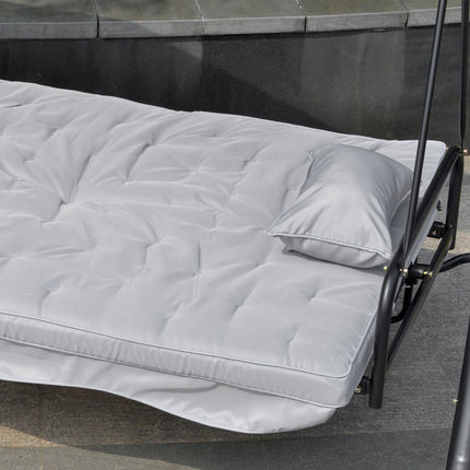 Venkovní 3místná houpací lavice, na ležení, kov a bílý polyester