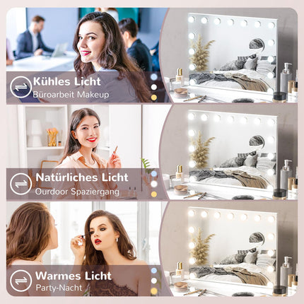 Hollywoodské kosmetické zrcadlo, 15 LED, 3 režimy, 10X zvětšení, USB