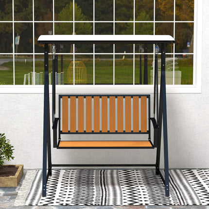 2-seat garden swing with adjustable canopy, weatherproof