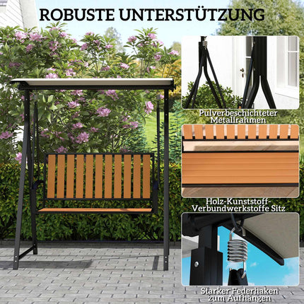 2-seat garden swing with adjustable canopy, weatherproof