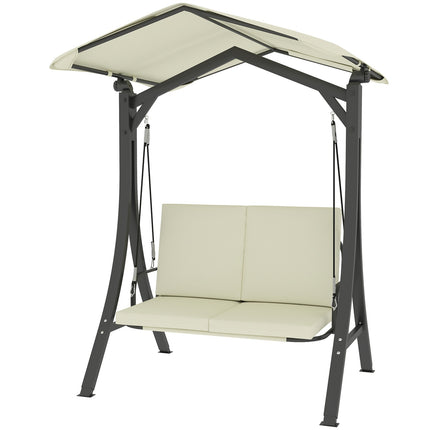Adjustable 2-seat garden swing with canopy, cream white