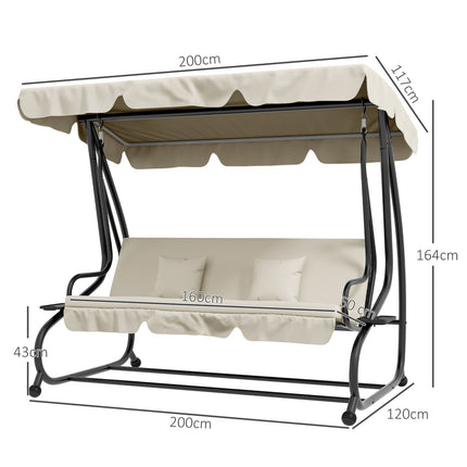 3-seat garden swing with adjustable roof and table