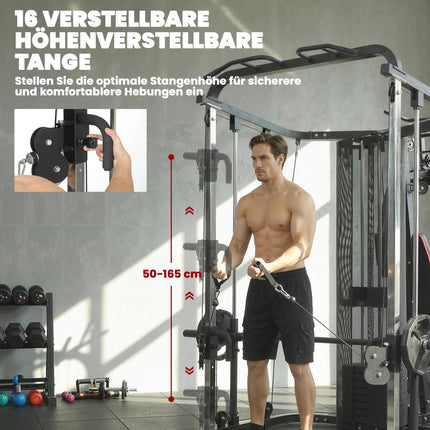 Home Gym Station with 65kg Weights, Lat Pull, Preacher Bench