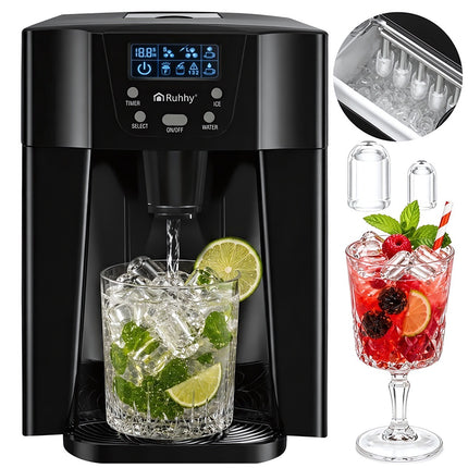Home Ice Maker 12 kg per 24 Hours with Compressor, 3 L Tank, Black, LCD Panel