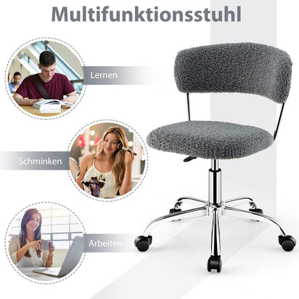 Otočná kancelářská židle z umělé kožešiny s výškově nastavitelným čalouněným sedákem šedá