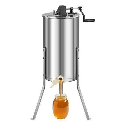 Honey Extractor, 2-Frame Manual, Stainless Steel, Clear Lid
