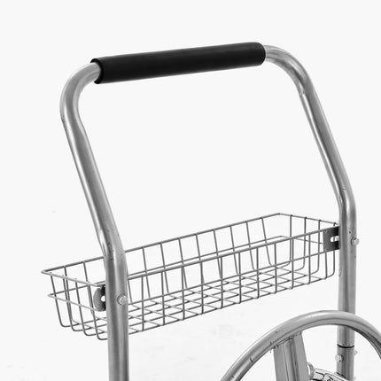 Hose Reel Cart, 250 Ft 5/8in Capacity, 4 Wheels, Basket