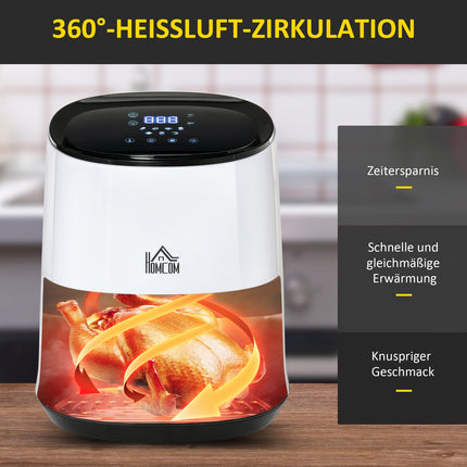 Horkovzdušná fritéza 2.5L, 1300W, nepřilnavý koš, bílá/černá