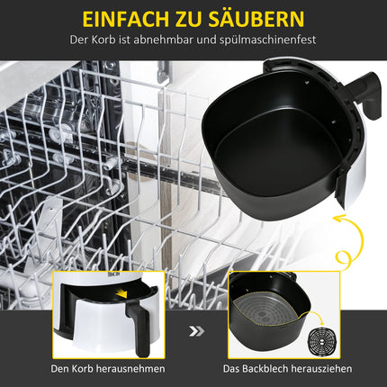 Horkovzdušná fritéza 2.5L, 1300W, nepřilnavý koš, bílá/černá