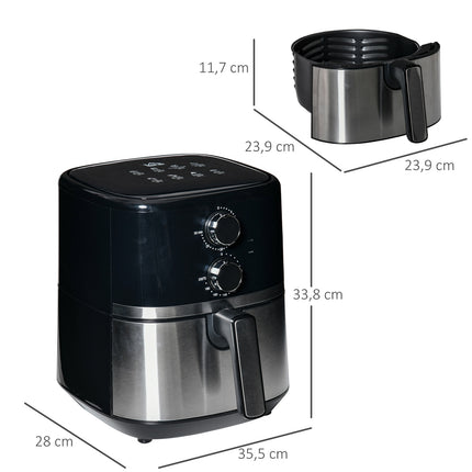 Horkovzdušná fritéza 4.5L, 1500W, příprava bez oleje, černá