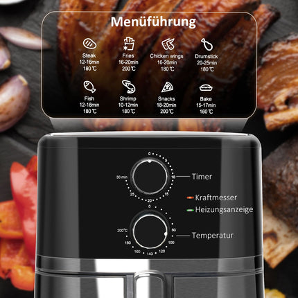 Horkovzdušná fritéza 4.5L, 1500W, příprava bez oleje, černá