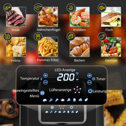 Horkovzdušná fritéza 6.5L, 1700W, LED displej, nepřilnavý koš