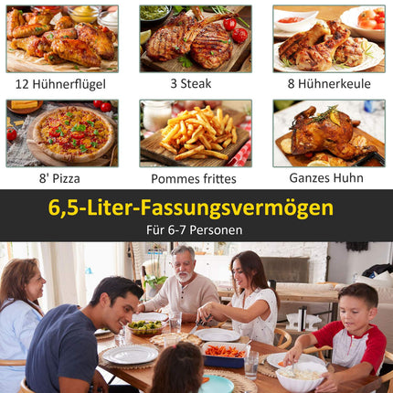 Horkovzdušná fritéza 6.5L, 1700W, LED displej, nepřilnavý koš