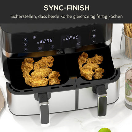 Horkovzdušná fritéza 8.5L - dvě komory, nepřilnavý povrch, chytrý časovač