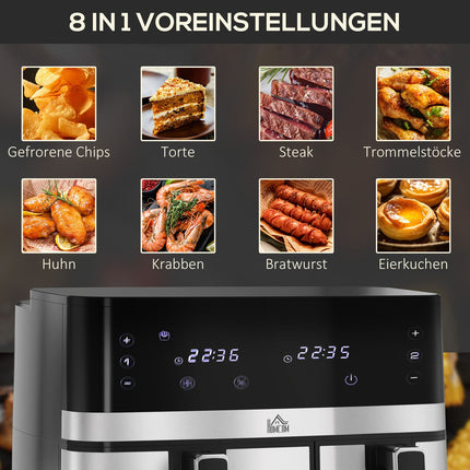 Horkovzdušná fritéza 8.5L - dvě komory, nepřilnavý povrch, chytrý časovač
