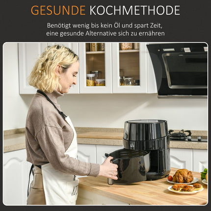 Horkovzdušná fritéza 4.5L, 1500W, 8 programů, nepřilnavý koš