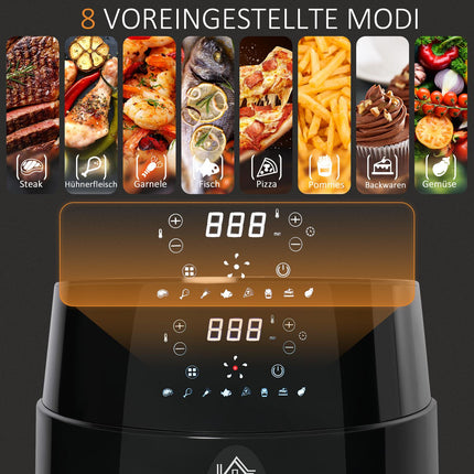 Horkovzdušná fritéza 4.5L, 1500W, 8 programů, nepřilnavý koš