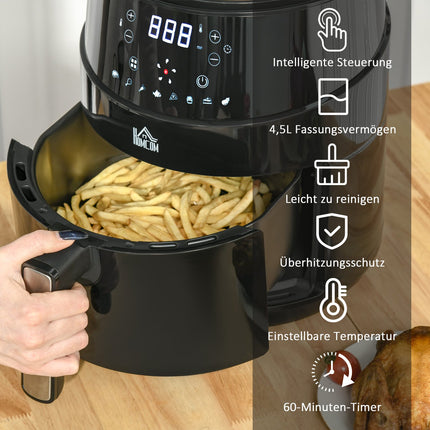 Horkovzdušná fritéza 4.5L, 1500W, 8 programů, nepřilnavý koš