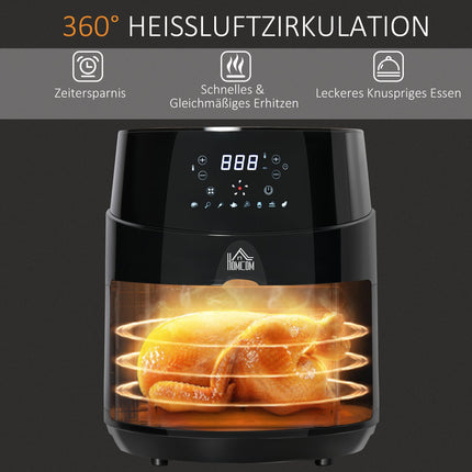 Horkovzdušná fritéza 4.5L, 1500W, 8 programů, nepřilnavý koš