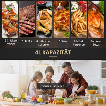 Horkovzdušná fritéza 4L, 12 programů, LED displej, nepřilnavý koš