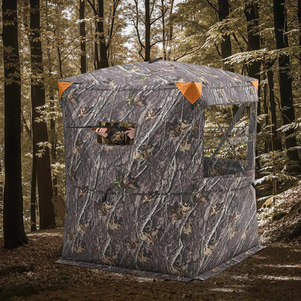 Hunting Blind, 2-3 Person Thermal Camo Tent With Chair, Carry Bag