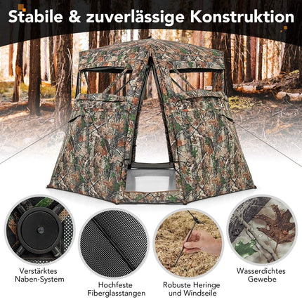 Lovecký stan pro 2-3 osoby, 360° průhledný maskovací stan na lov jelenů a divočáků