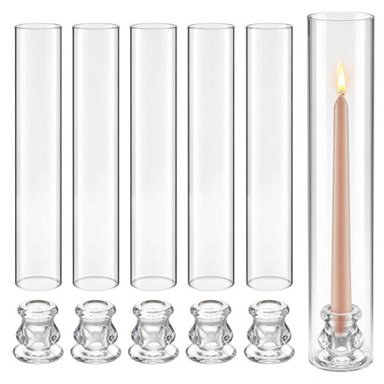 Hurricane Candle Holders, Set of 24, 65x350 mm Clear Glass
