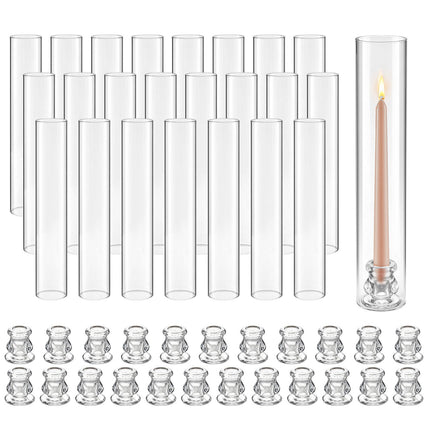 Hurricane Candle Holders, Set of 24, 65x350 mm Clear Glass