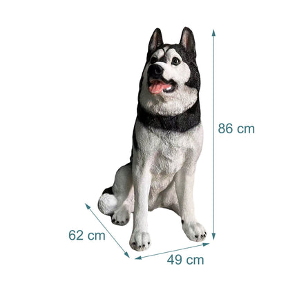 Zahradní socha psa husky, polyresin, 86 cm
