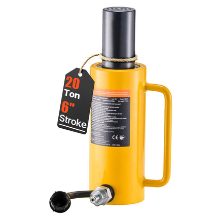Hydraulic Cylinder Jack, 20 Ton, 6-Inch Stroke, Quick Connector