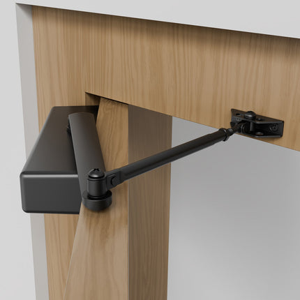 Hydraulic Door Closer, Adjustable, 150 kg, Black