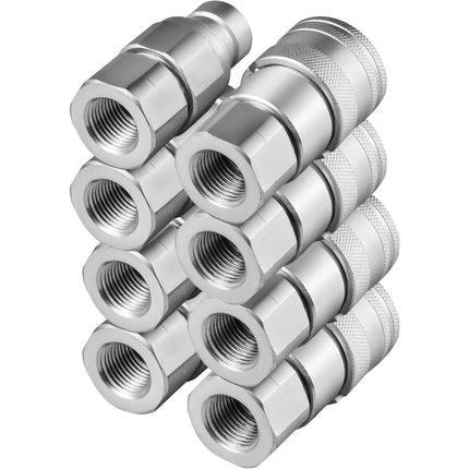 Hydraulic Quick Connect Couplers, 1/2 In NPT, 4 Pairs