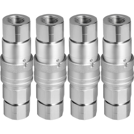 Hydraulic Quick Connect Couplers, 1/2 In NPT, 4 Pairs