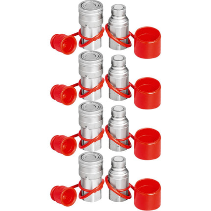 Hydraulic Quick Connect Couplers, 3/4in NPT, ISO 16028, 4 Pack