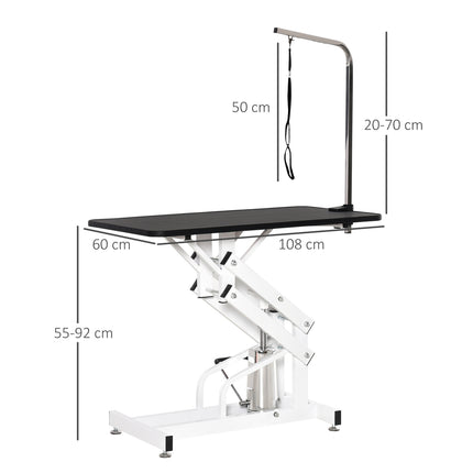 Hydraulický groomingový stůl pro psy se stříhacím ramenem