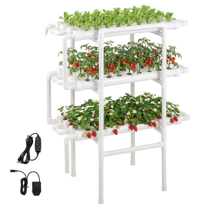 Hydroponic Grow Kit, 3-Tier 108-Site, UPVC Pipes
