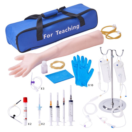 IV Practice Arm Kit for Venipuncture, Stand and Carry Bag