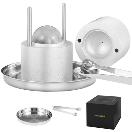 Ice Ball Press 2.4 In Aluminum, Tongs and Drip Tray