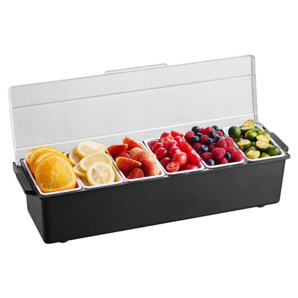 Ice-Cooled Condiment Server, 6 Compartments with Lid