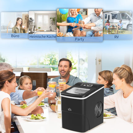 Ice machine 12Kg/24H with LED screen and self-cleaning