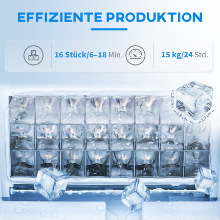 Výrobník ledu, 15kg/24h, nádržka 1.5L, LED displej, černý