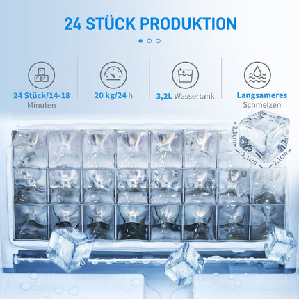 Výrobník kostek ledu, 20 kg/24 hodin, 2.3 l, samočisticí, černý