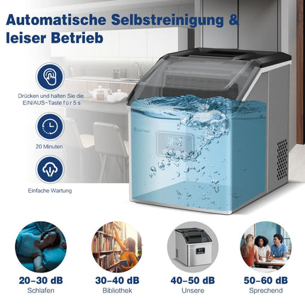 Výrobník ledu 2.4L s lopatkou, časovačem a samočištěním, 18kg/24H