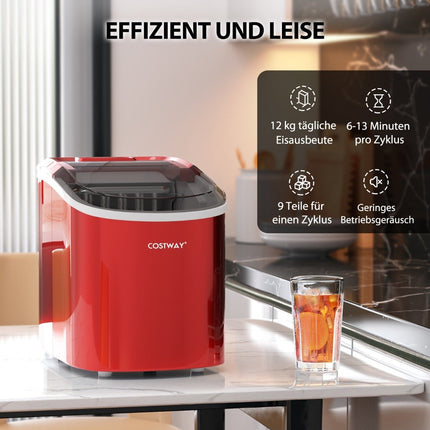 Výrobník ledu 2.2 L s kulatými kostkami ledu, 24.5 x 35.5 x 32 cm, červený