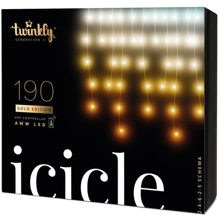 Světelné rampouchy Icicle, 190 AWW LED, Gen.II, IP44, Gold Edition