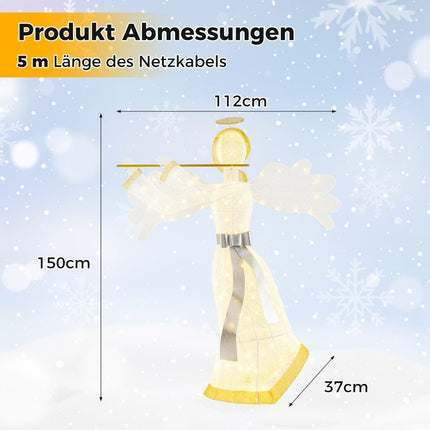 Svítící vánoční anděl se 100 LED světly, 150 cm