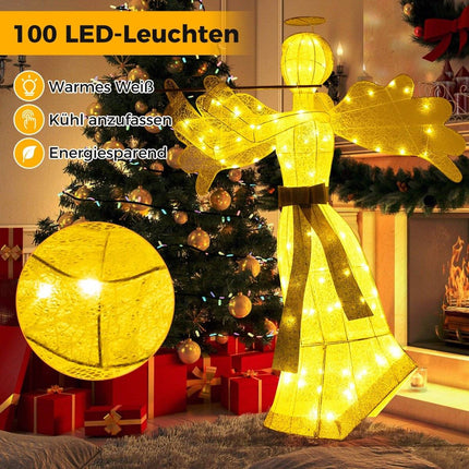 Svítící vánoční anděl se 100 LED světly, 150 cm