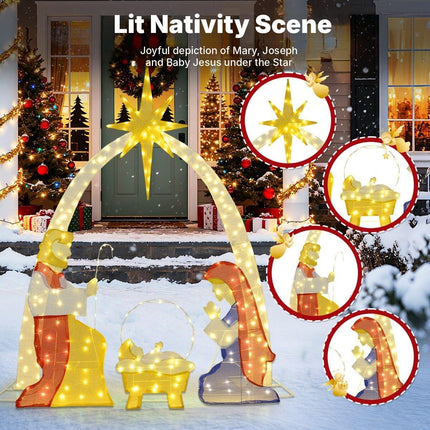 Illuminated Nativity Scene with 240 Warm White LEDs, Outdoor Christmas Set